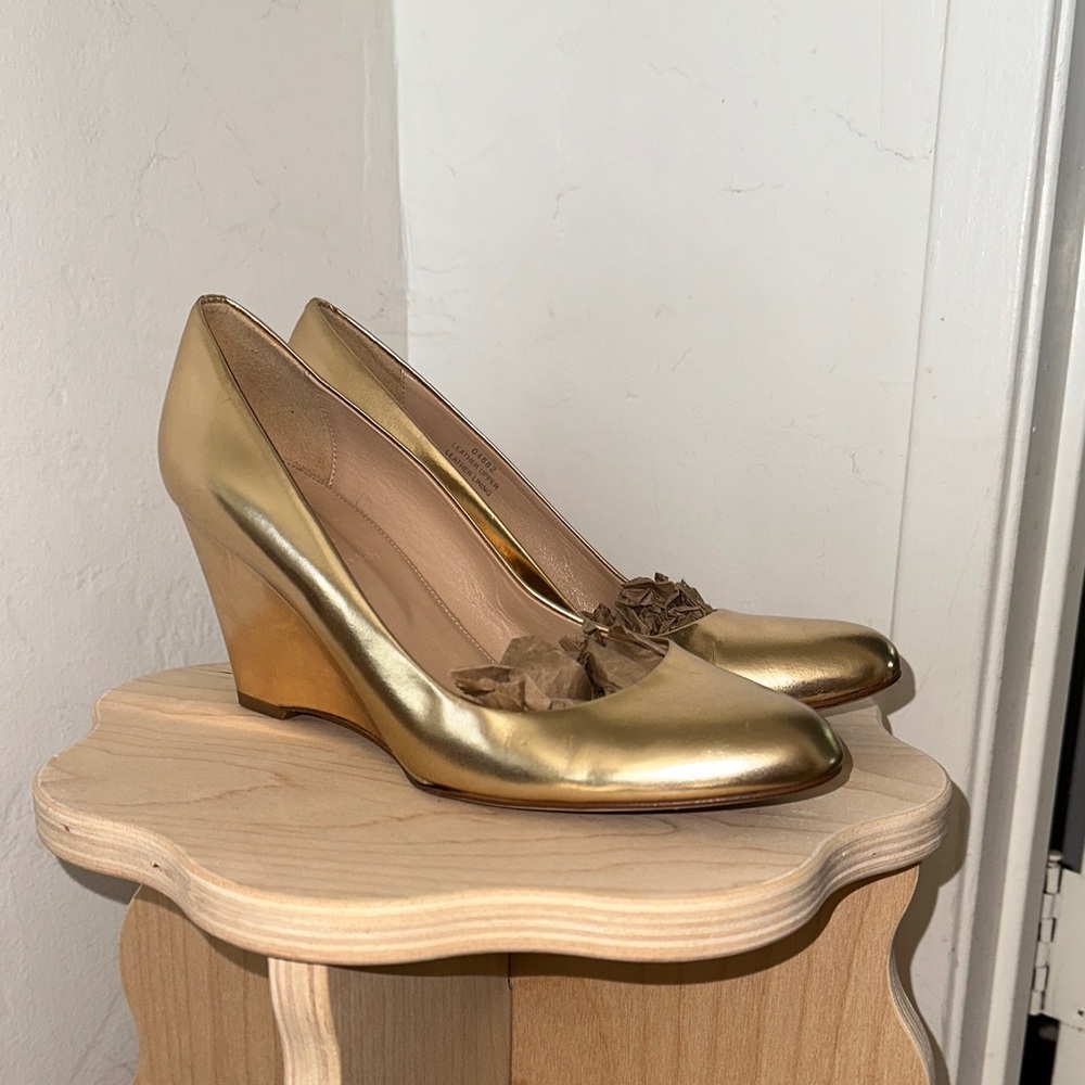 J.Crew Martina Gold Wedges Heels